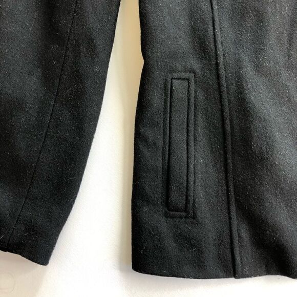 GIACCA Black Wool Coat with Faux Fur Trim - Picture 12 of 15